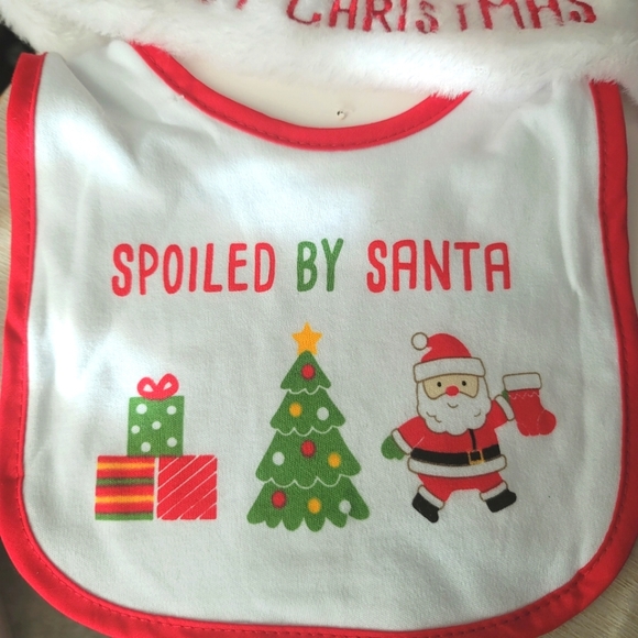 NWT Little Me Hat & Bib Set "My 1st Christmas" Unisex Baby Size 0-12 M - Picture 2 of 4
